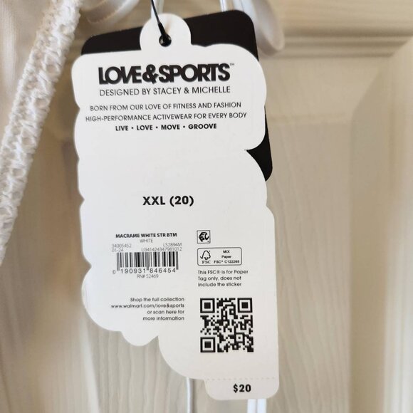 Love & Sports White Macrame Bikini Bottom XXL Women NWT - Picture 5 of 10